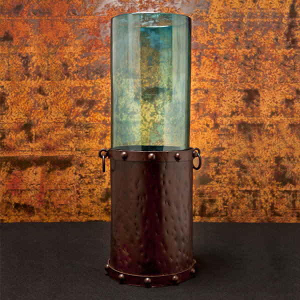 Williston Manor Candle Holder Aqua Glass Hurricane Wayfair